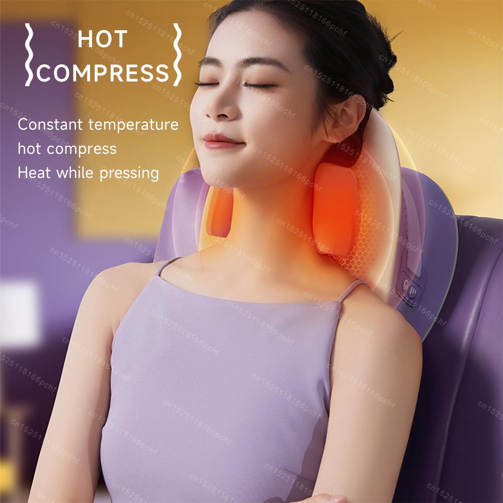 Cervical Massager Back and Waist Trapezium Muscle Massager Shoulder Knead and Hot Compress Home Multi Functional Massage Pillow