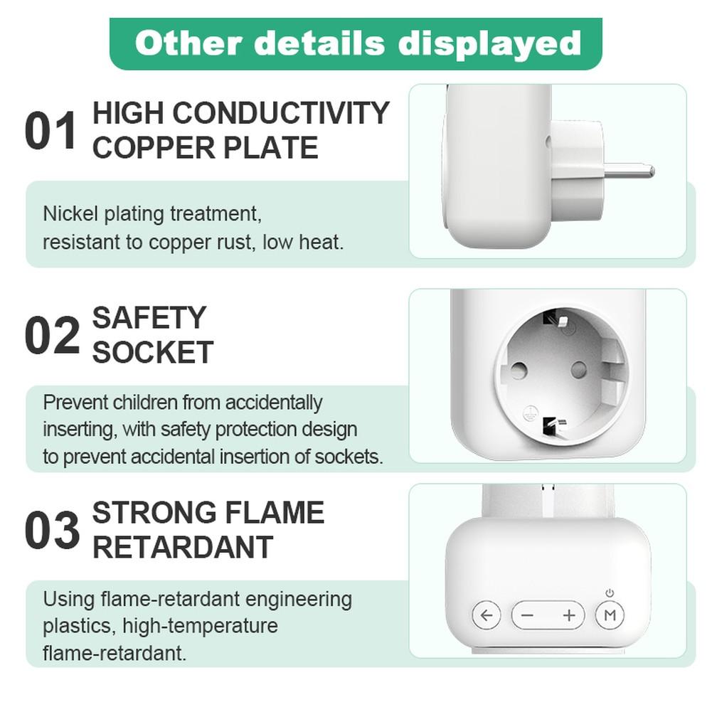 For Tuya WIFI Digital Thermostat Socket 16A Outlet Featuring Remote App Access and Voice Control Compatibility
