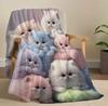 1pc Flannel Cute Kitten Blanket for Lunch Break, Office, Camping, and Home Decoration Blanket