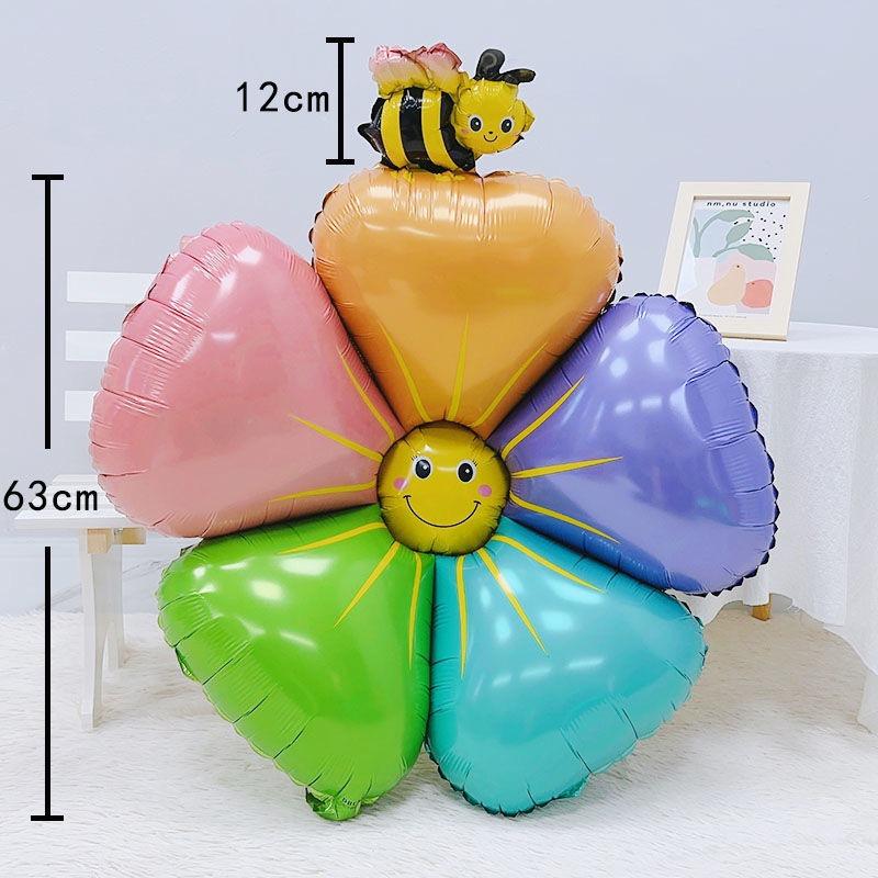 

Большие белые разноцветные ромашки, подсолнухи, воздушные шары из алюминиевой пленки для пикника на открытом воздухе, для запуска желаний и для фотосъемки bee multicolored flower