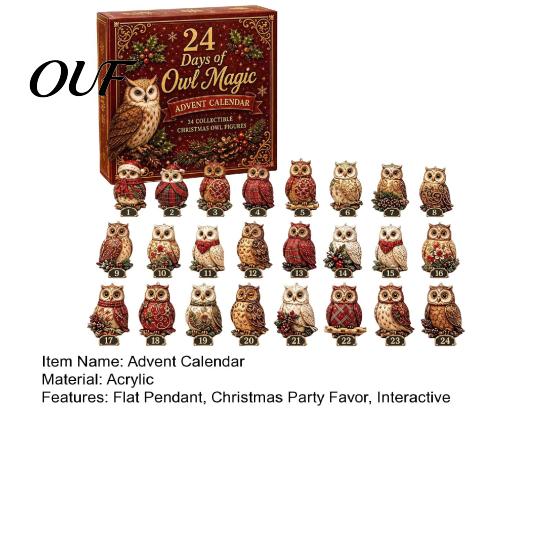 Countdown to Christmas Calendar Village Advent Calendar, 24-Day Set with Collectible House Holiday Ornament, 2D Acrylic Tabletop Decor, Gift for Kids