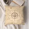 Vintage Nautical Map Linen Pillow Cover - Compass Design, Perfect Home Decor, Soft Cozy, Unique Gift Idea, Retro Style