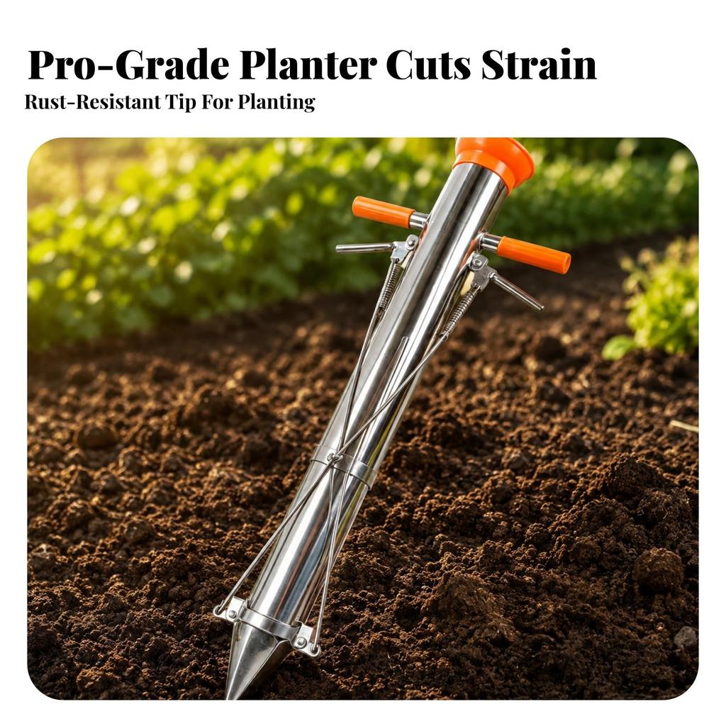 Seedling Planter with Twin Handles | HeavyDuty Stainless Steel Mechanism, Transplanter, for