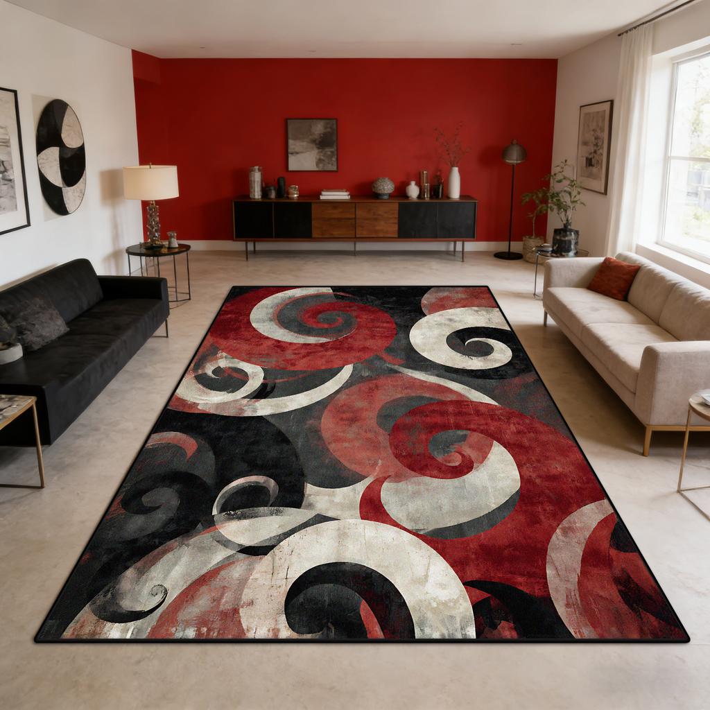 Nordic Abstract Style Large Living Room Carpet Flannel Non-slip Washable Sofa Decoration Rug Bedroom Cloakroom Fluffy Floor Mat