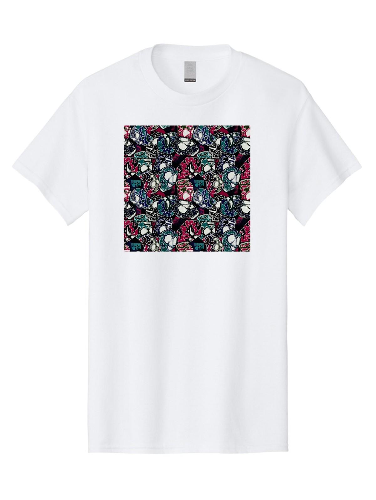 Sugar-Skull-Pattern Mens Graphic Tee, 100% Cotton, Casual Summer Wear S разноцветный