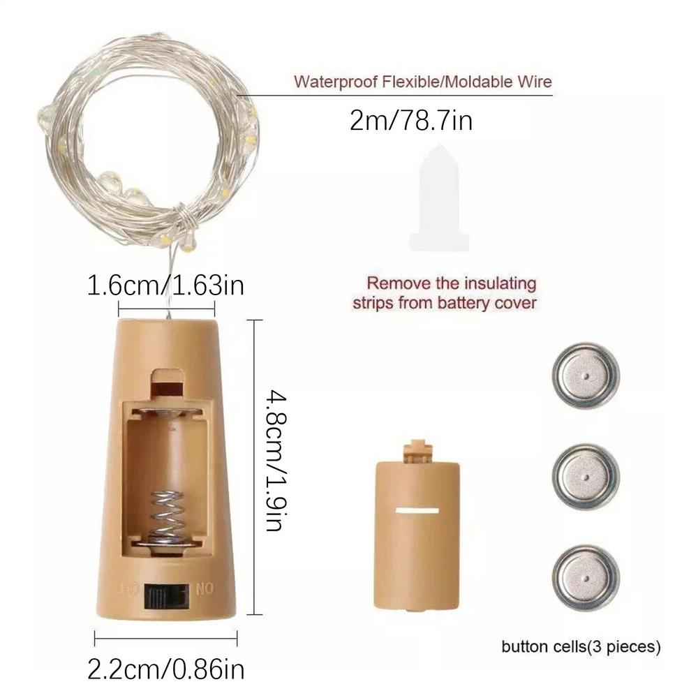 

Wine Bottle Lights Battery Operated Cork Lamp 6.56FT Copper Wire Fairy Jar Lighting For Wedding Party Festival Birthday Table
