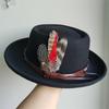 Fedora Hut Pork Pie Hut Papa Woll Flacher Hut Jazz Hut Für Damen Herren Spieler Boater Trilby Hut Hut Feder Zubehör