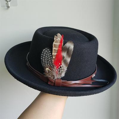 Fedora Hut Pork Pie Hut Papa Woll Flacher Hut Jazz Hut Für Damen Herren Spieler Boater Trilby Hut Hut Feder Zubehör
