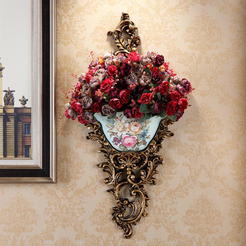 European Wall-Mounted Vase: Creative Resin Ornament for Retro Home Decor