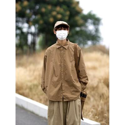 Noears Retro košile v japonském stylu, tmavě khaki, raglánový rukáv, měkká, hezká, košile pro bojovníka, podzimní, dlouhý rukáv, čtvercový výstřih, volná košile