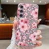Pink Peach Blossom Case For Samsung S26 Ultra S25 Edge S24 S23 Plus S22 S21 FE A15 A16 A17 A35 A36 A54 A55 A56 A57 5G Leather Texture Soft Cover