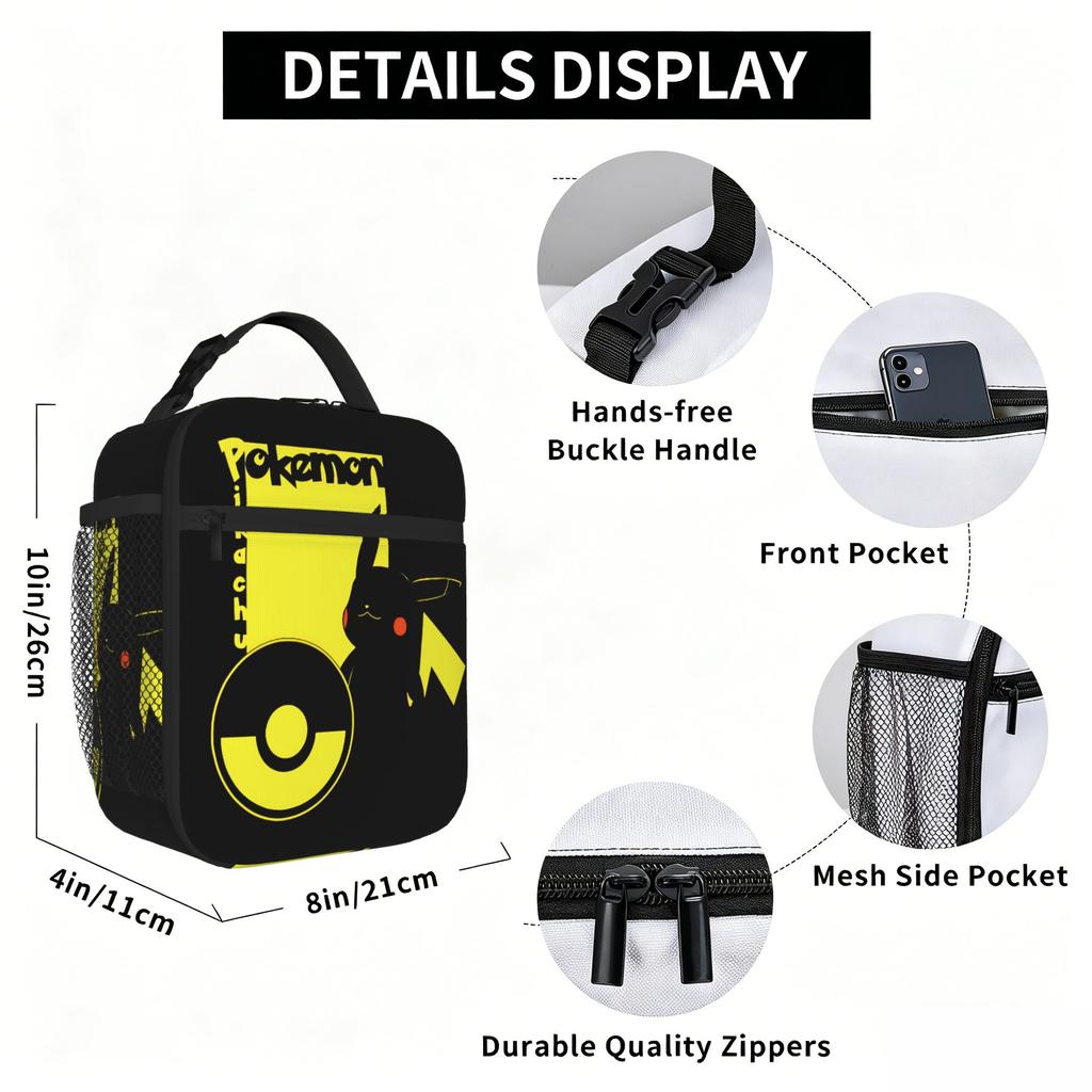 Pokemon Insulated Lunch Bag Insulation Bento Pack Rice Bag Pikachu bolsa Student Bento Lunch Handbag Insulation