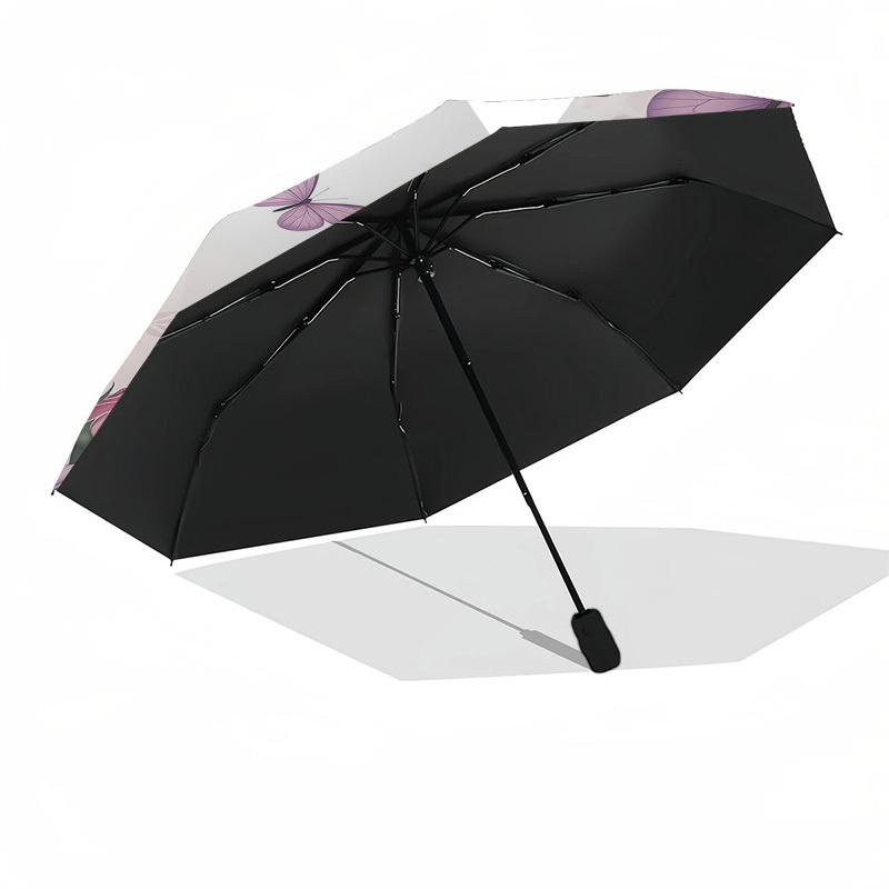 1PC Butterfly Flowers Umbrella-8-Rib Reinforced Portable Folding Travel Suitable for All Seasons Outdoor Daily -Z0472
