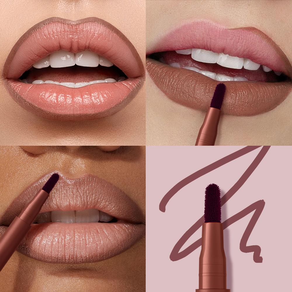 Lakerain Contorno Labbra Tinta Labbra Penna Anti-macchia Non Si Attacca alla Tazza Labbra Idratanti Trucco Labbra Cosmetico 2-in-1 Tinta Labbra & Matita