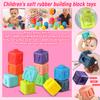 Soft Rubber Stacking for Toddlers - Large Building Set with Hand Ball Toy for Babies and Kids, Sensory Play