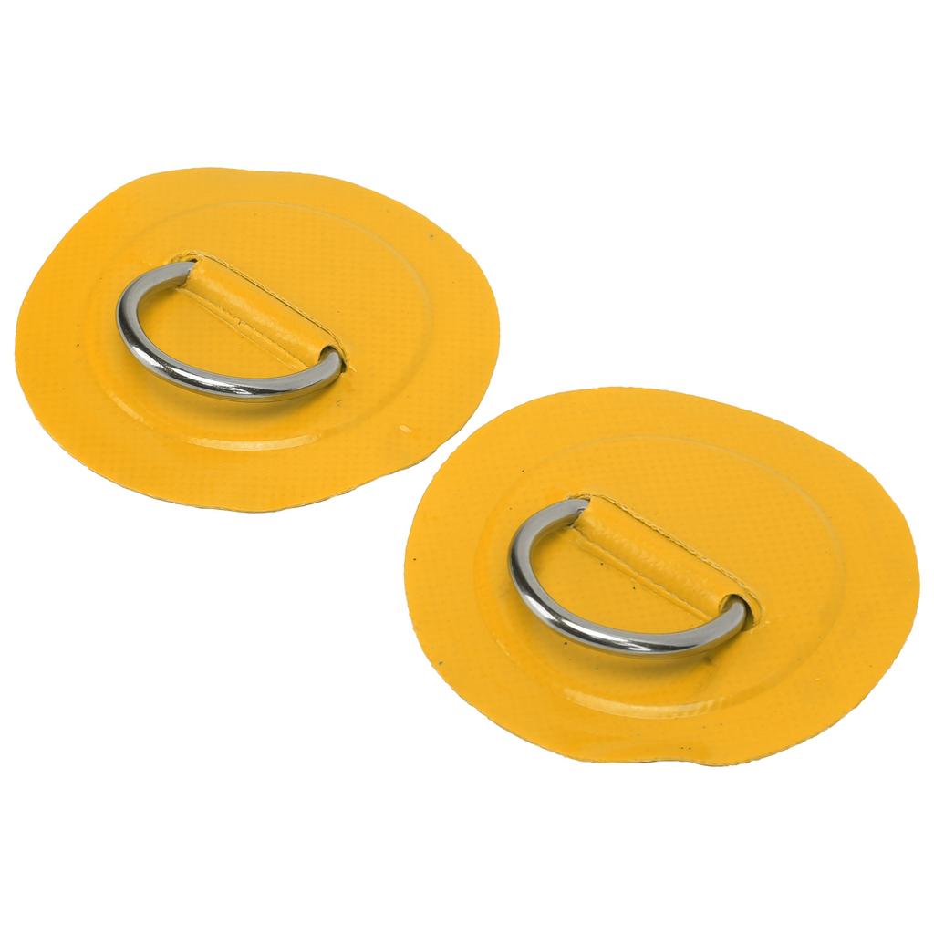 2 Pcs Inflatable Boat DRing Pad Patch PVC Durable Marine Stainless Steel Fixed Buckle(Yellow )