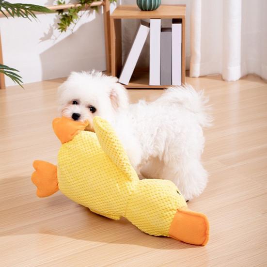 Yousheng Dog Toys Duck Shape with Sound Chew Toy Soft Safe Odor-Free Interactive Stress Relief Plush Toy for