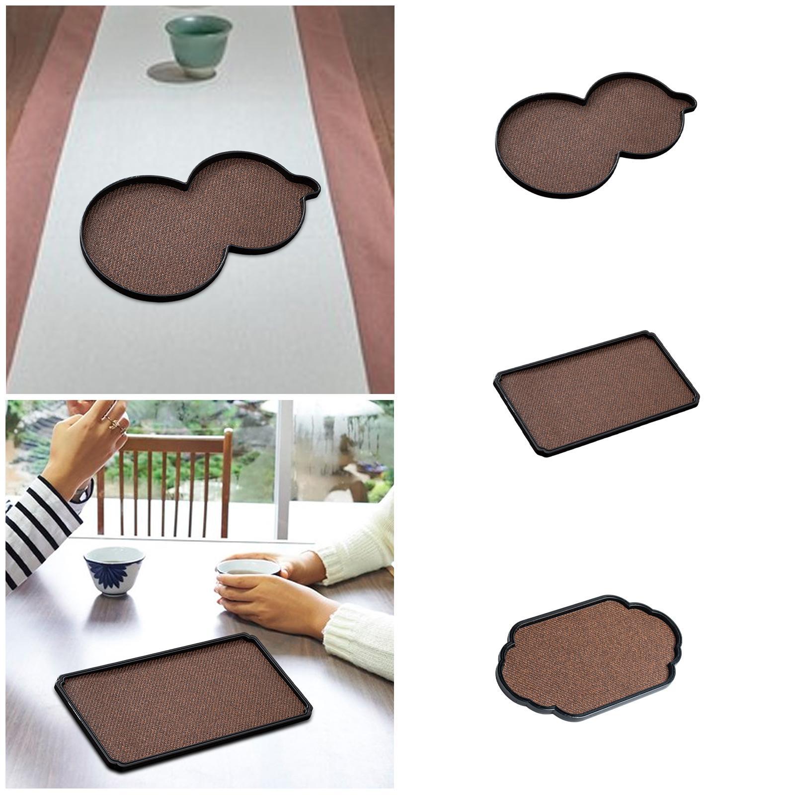 Tea Cup Serving Tray Plate Bamboo Woven Serving Tray Fruit Dessert Tray for Eating Storing Parties Bedroom Restaurant Holiday Gourd shaped