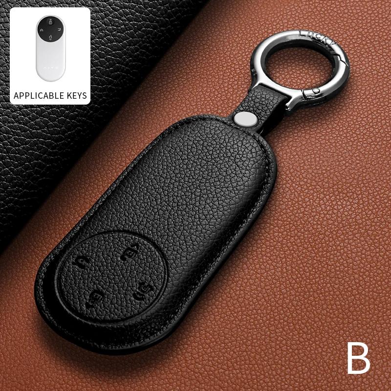 For HUAWEI AITO M9 2024 M5 M7 M8 2022-2025 Leather Car Smart Key Case Keyless Cover Key Protector Shell Fob Keychain Accessories