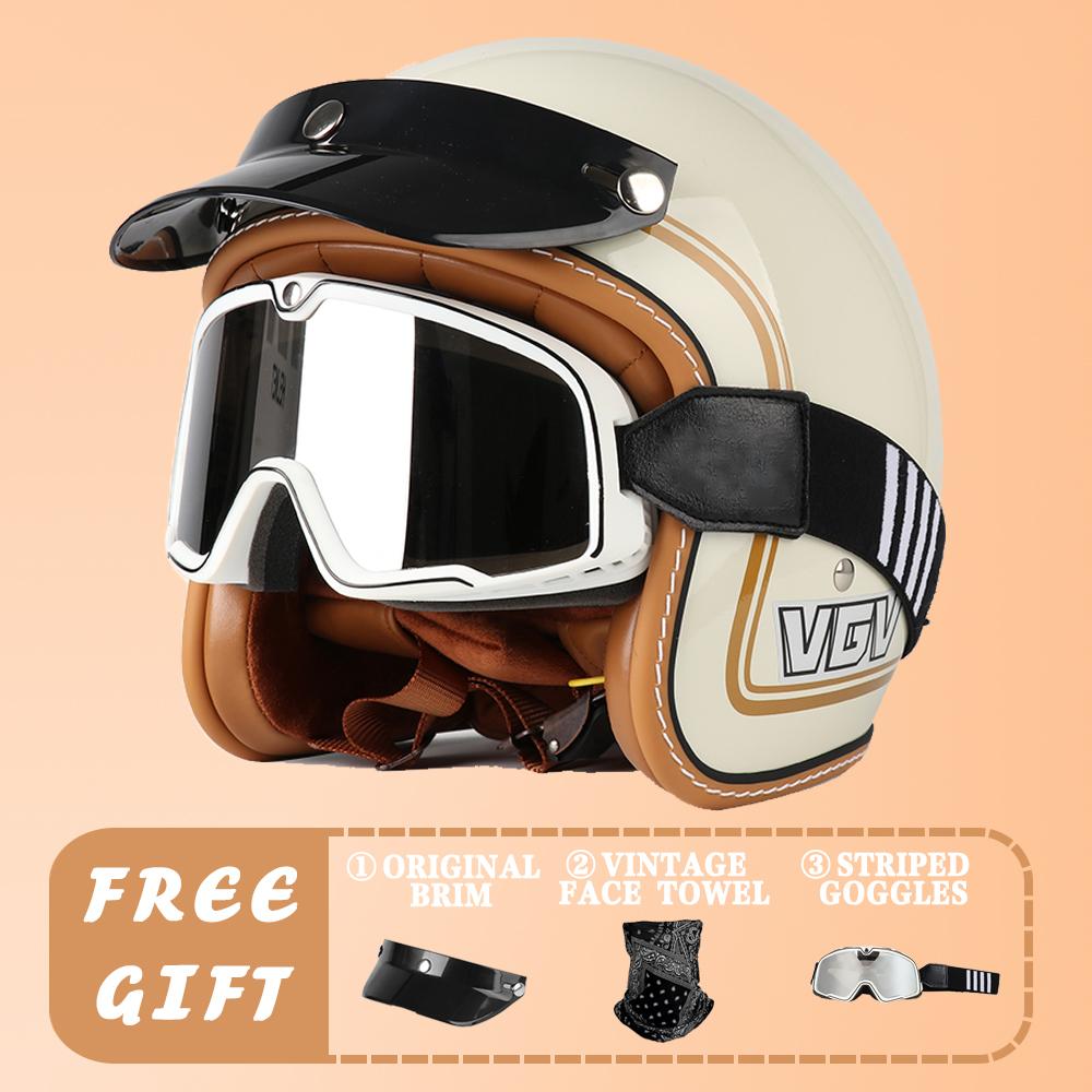 VGV DOT Certification Retro Prince Motorcycle Motorcycle Men and Women Japanese 3/4 Helmet Summer Electric Car Gourd Helmet Ridi