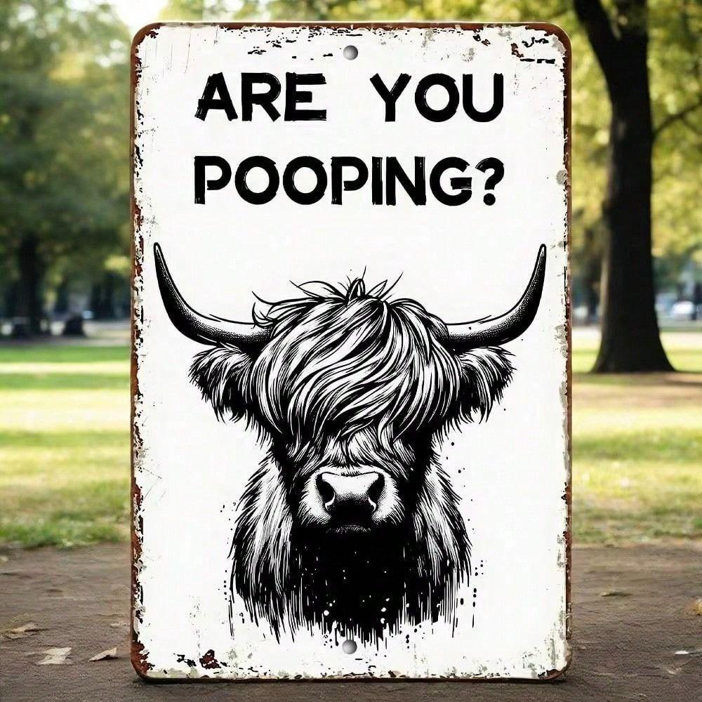 Metal Wall Art Cow Farmhouse Sign Bathroom Decor Funny Gift