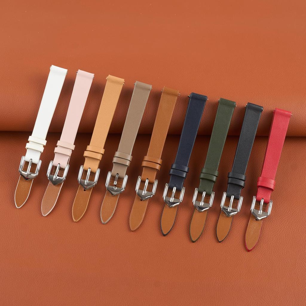 Vinacreations Black 12mm Genuine Cowhide Leather Watch Strap with Quick Release Spring Bars, Women's Calf Leather Replacement Watch Band with Wrist