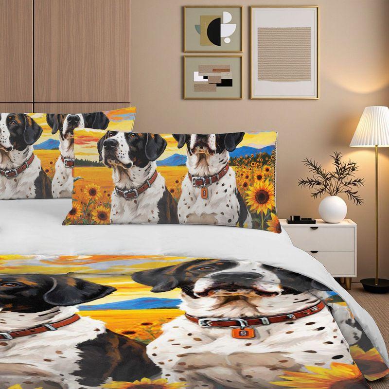 3 Piece Bedding Pillowcase Duvet Cover Set Dog Sunflower Pattern 2D Digital Printing For Bedroom Dorm Decoration