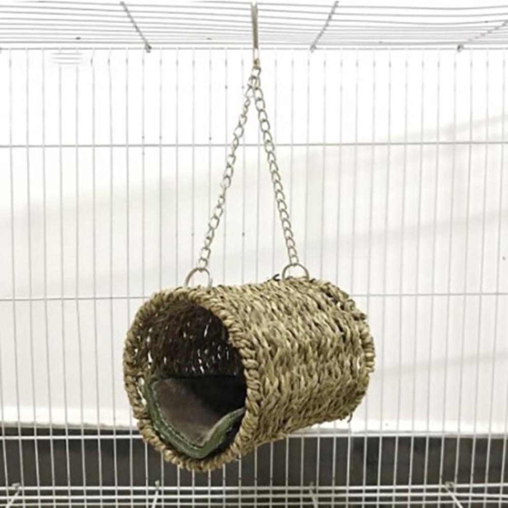 Grass Bird Nest Wear Resistant Hanging Parrot Pet Cage Ornament Bed Grass Tunnel Hammock