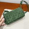 Mini Borsa a Spalla da Donna Vera Pelle di Vitello Scamosciato Lucido con Bordi Intrecciati Stile Vintage