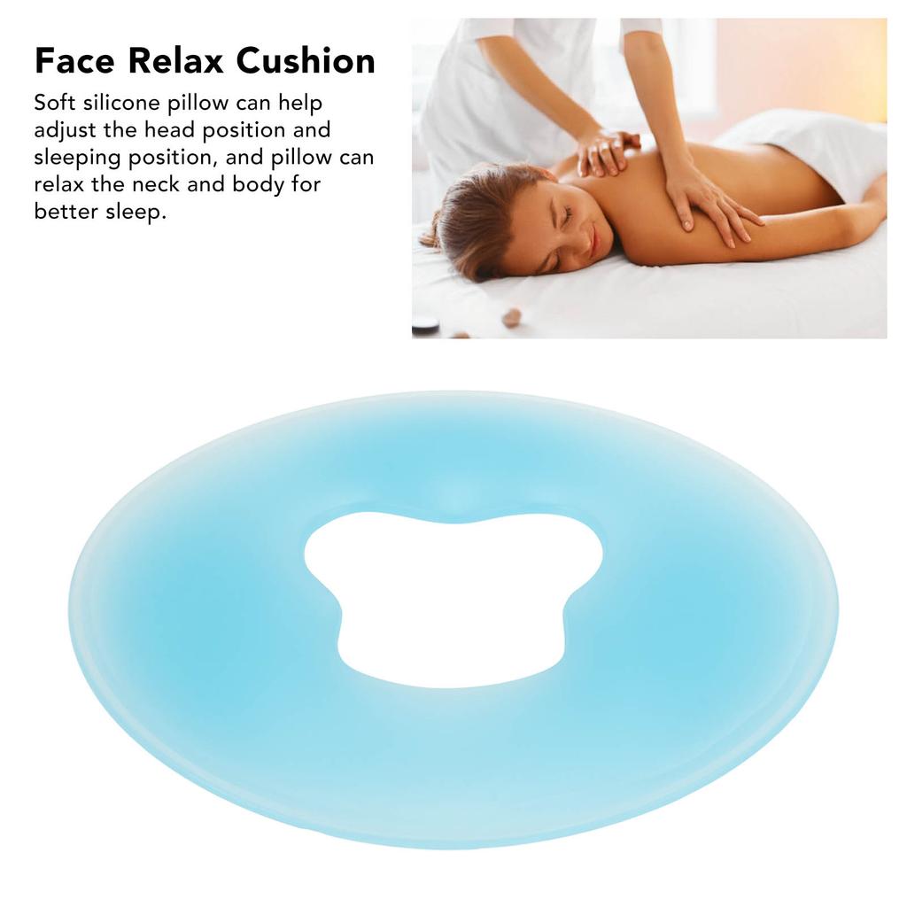 Soft Silicone Pillow Comfortable Skin Friendly Round   Spa Relax Silicone Face Pillow