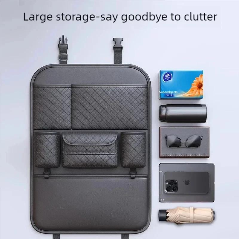 2Pcs Car Seat Back Organizer High Capacity Multi Pocket Storage Bag Anti Kick Mat Wear Resistant Auto Interior Accessories