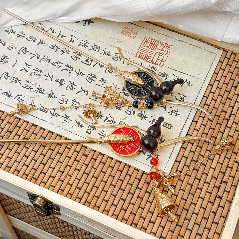 Chinese Style Gourd Tassel Hair Stick For Women Elegant Metal Chopsticks Hanfu Hairpin Ancient Style Hair Accessories