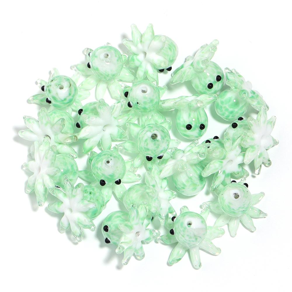 

23x15mm Cute Octopus Lampwork Glass Beads Colorful Glass Ornaments for DIY Jewelry Making Accessories Loose Spacer Beads зелёный
