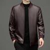 Men's Spring and Autumn Genuine Leather Jackets, Middle-aged Men's Casual Stand-up Collar Sheepskin Jackets, Dad Clothes