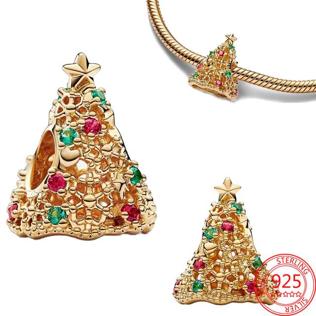 Weihnachten Rotes Rentier Murano Baumeln 925 Sterling Silber Charms passen Original 925 Perlen Armband Anhänger für Frauen Schmuck Geschenk