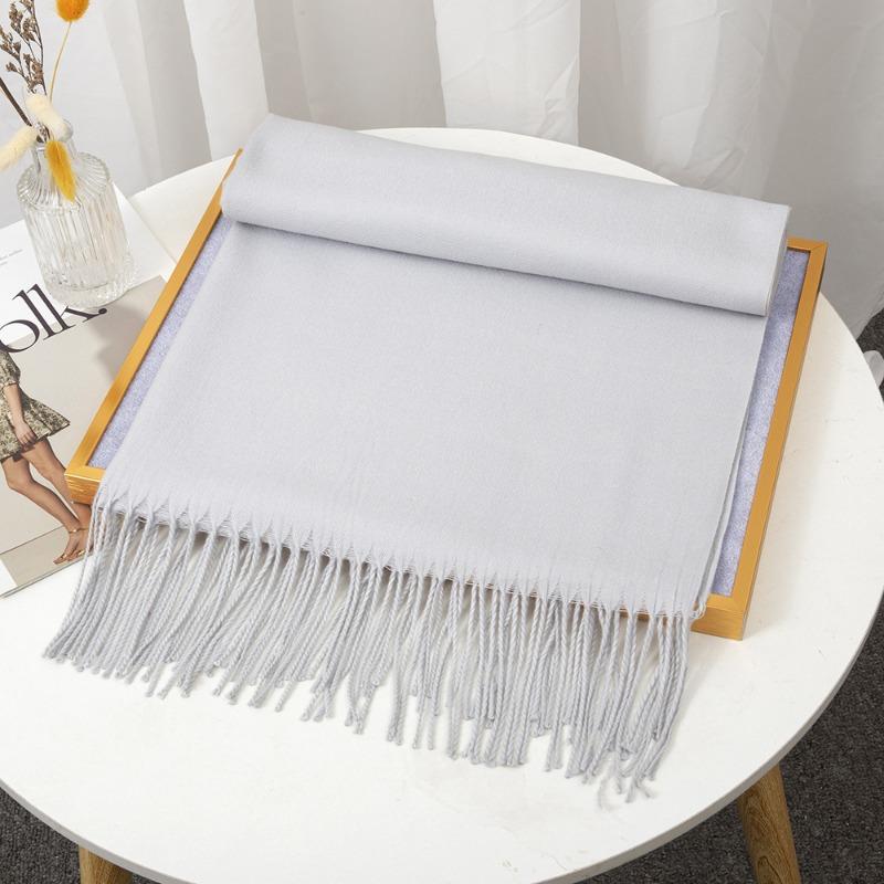 Scarf women's winter monochrome imitation cashmere, warm and thickened long summer new air-conditioning fringed large shawl