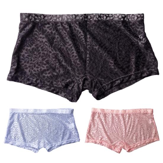 Men Boxer Underwear Low-rise Elastic Waistband Shorts Briefs Solid Color Printing U-convex Panties Breathable See-through Shorts Underwear