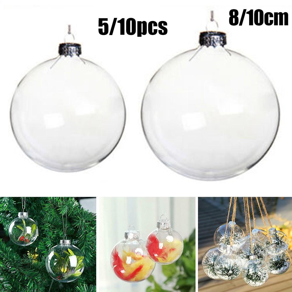 10cm Fillable Clear Plastic Christmas Baubles Perfect for DIY Ornaments