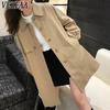 Damenmode, lässig, einfarbig, Herbst-Winter, langärmelig, POLO-Ausschnitt, Jacken und Mäntel