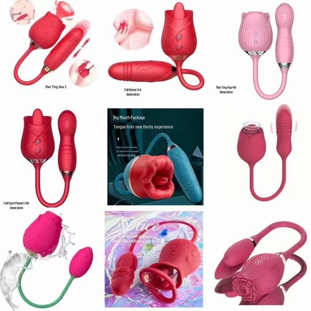 Dual-Ended Vibrating Dildo with Clitoral Suction & Licking, Intense Massage, Adult Toy for Women