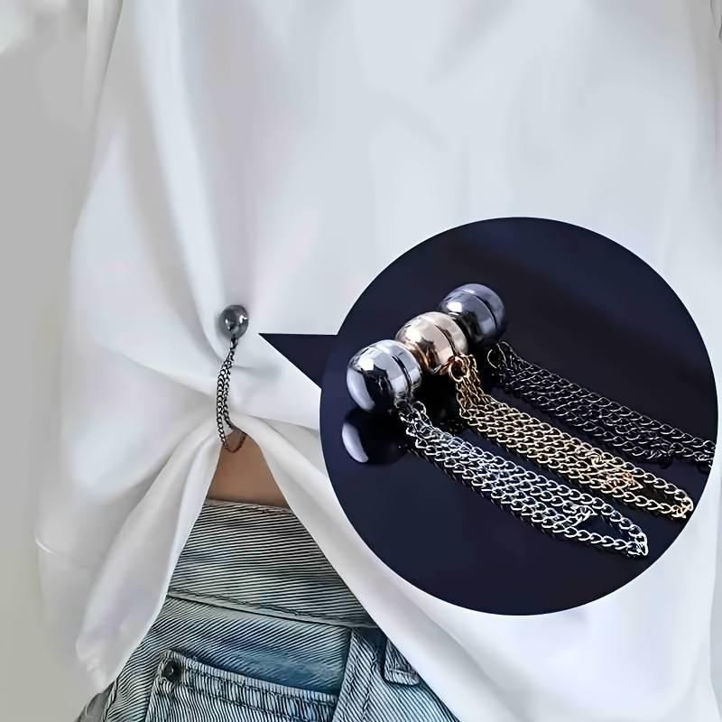 No-Sew Magnetic Alloy Hem Adjuster & Waist Cinch Chain - Pant Leg Clip, Clothing Shortener Tool with Decorative Buckle