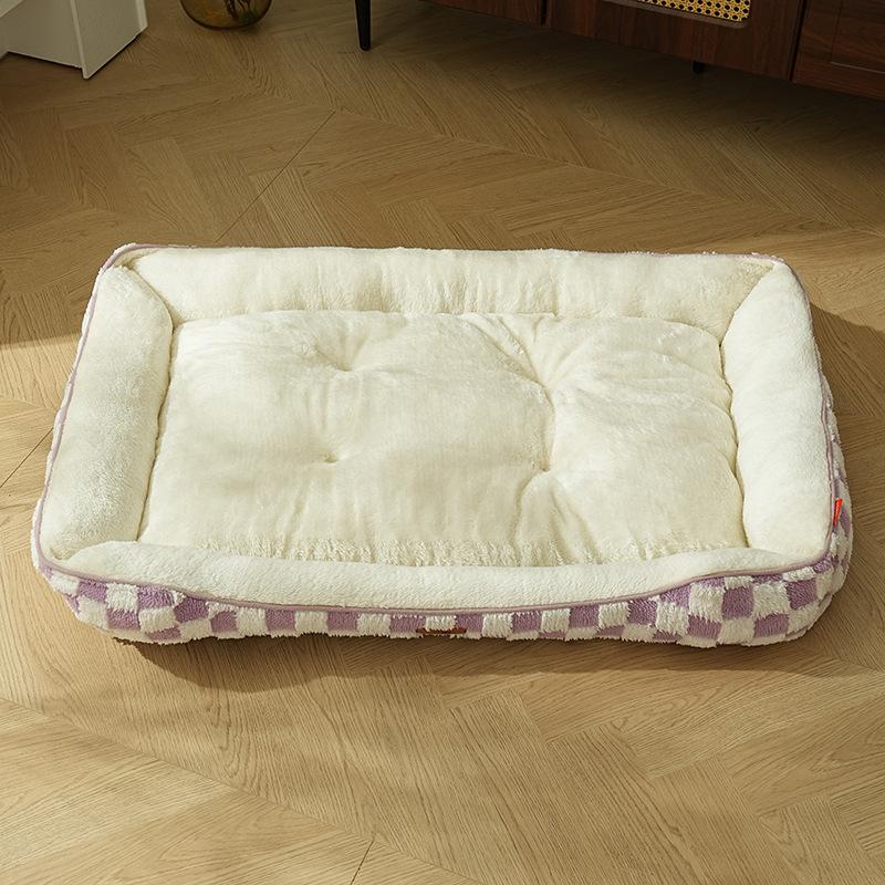 

Winter Rectangle Dog Bed,Orthopedic Dog Bed,Warming Soft Calming Sleeping Puppy Bed Durable Pet Bed with Anti-Slip Bottom M фиолетовый