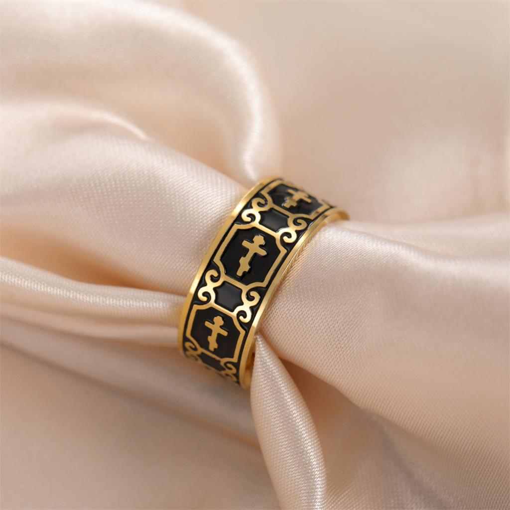  Filigree Cross Rings Stainless Steel Black Style Classic Prayer Ring for Women Men Christian Amulet Jewelry Wholesale