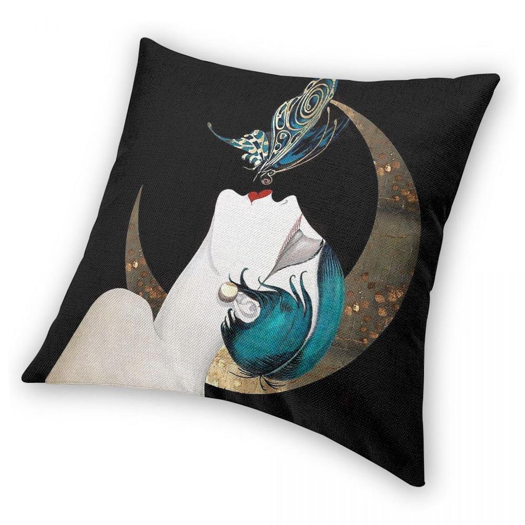 Butterfly Kiss French Flapper Pillowcase Polyester Linen Velvet Pattern Zip Decorative Pillow Case Room Cushion Case
