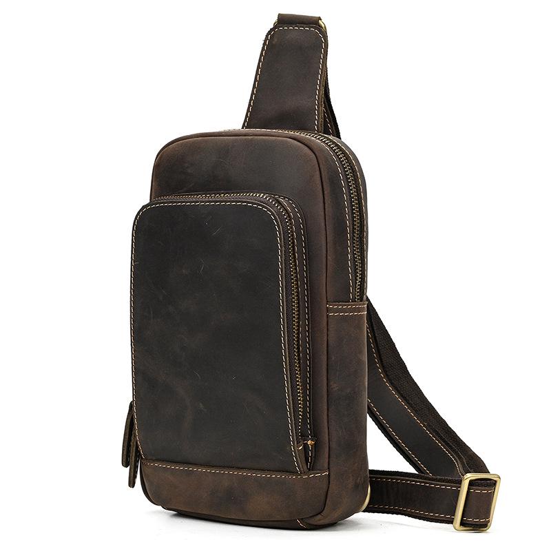 

Популярная ретро-сумка-мессенджер из кожи Crazy Horse - Нагрудная и плечевая сумка из натуральной коровьей кожи для использования на открытом воздухе