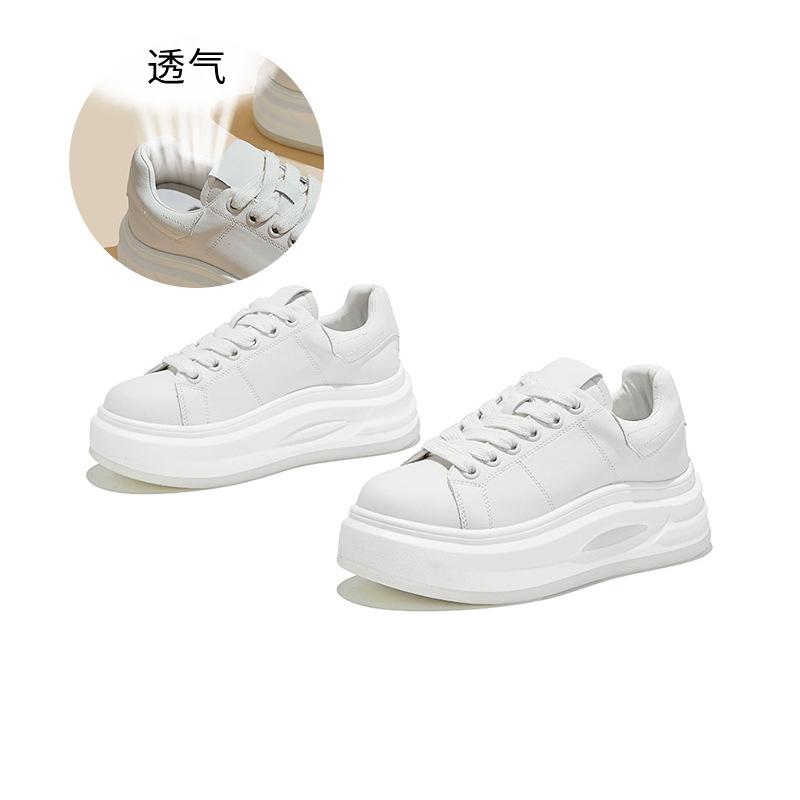 Suction film sole leather little white shoes women s thick-soled heightening shoes women s spring new casual versatile and comfortable women s shoes 35 бежевый