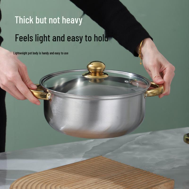 Gold Stainless Steel 10-Piece Cookware Set: Multi-Purpose Stockpot & Saucepan Gift Set