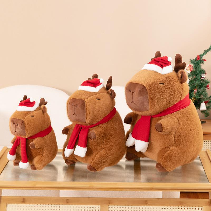 Capibala Christmas Plushs Toys Cutes Cartoons Children Holidays Gifts Dolls