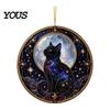 Symbolic Love Keepsake Black Cat Pearl Diamond Art Painting Ornament, 2D Flat Acrylic Cute Piece Hanging Suncatcher, Beaded Pattern Window Wall