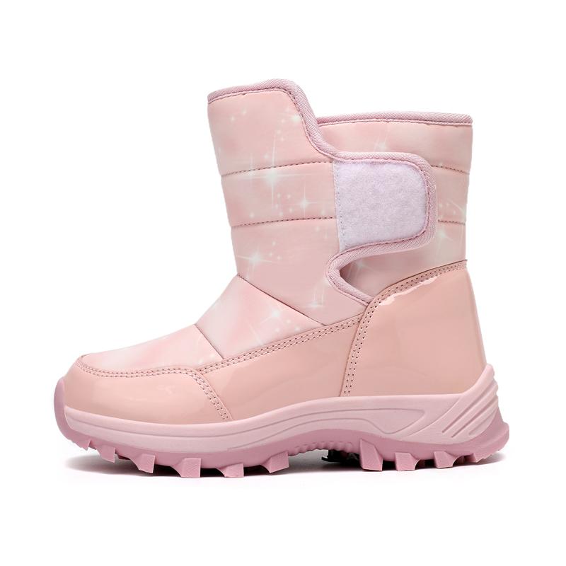 

Winter Children s Fashionable Velvet Warm Casual High Top Cotton Shoes Ice Claw Snow Boots Mountain Climbing Cotton Boots 31-40 40 рожевий